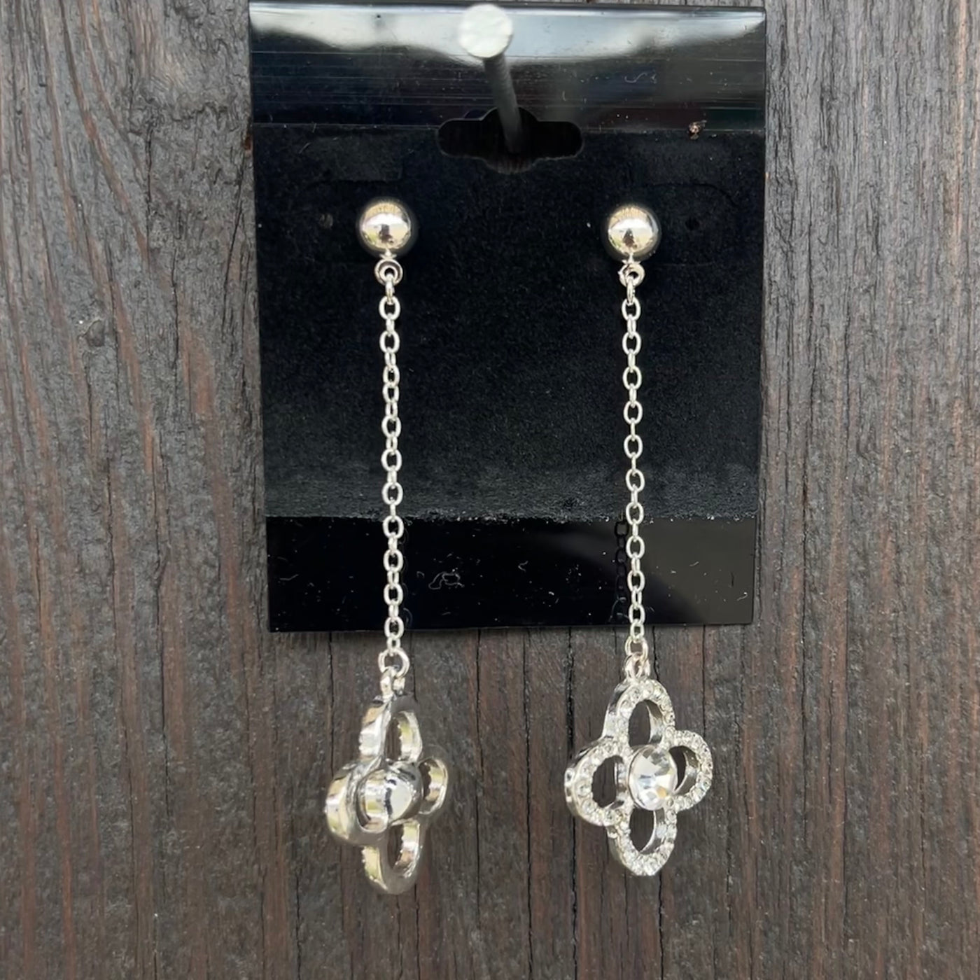 Rhinestone Flower Dangle Earring