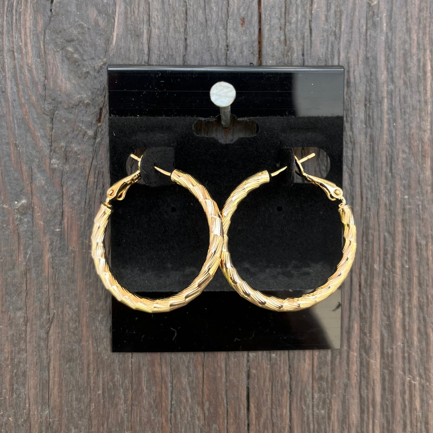 Textured Gold Hoop Earring