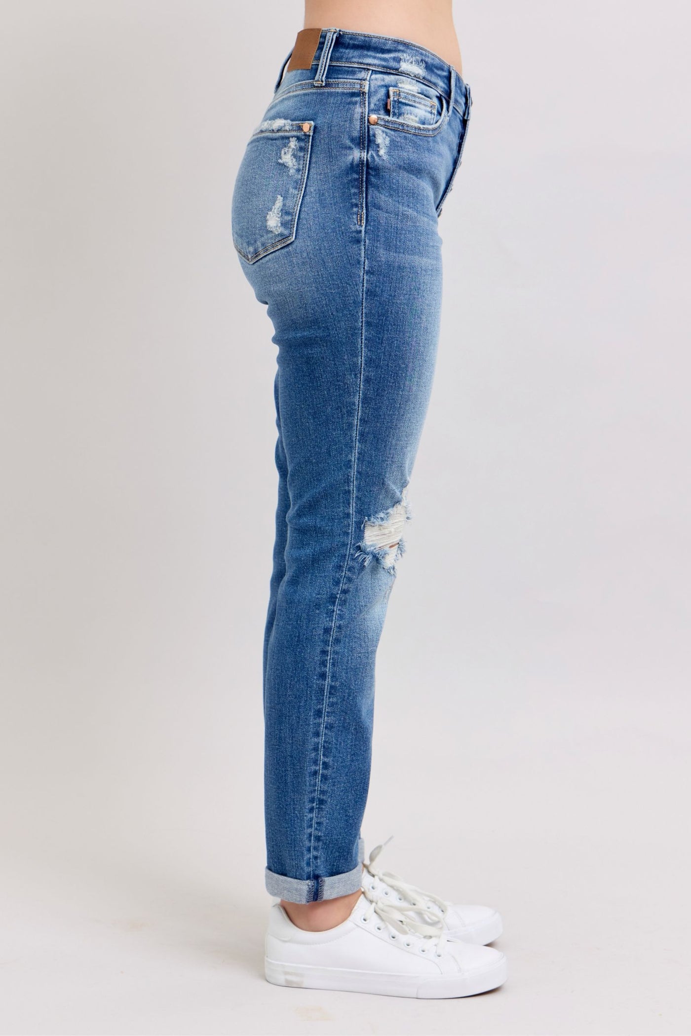 Mid Rise Button Fly Boyfriend Jean