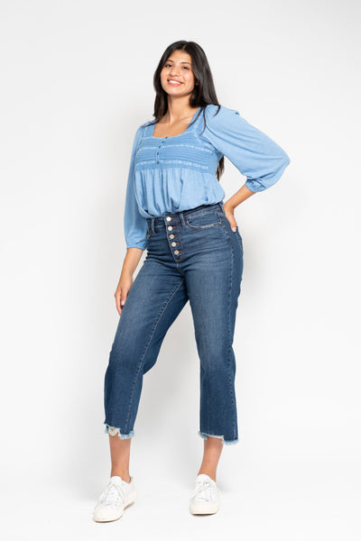 High Rise Destroyed Crop Jean