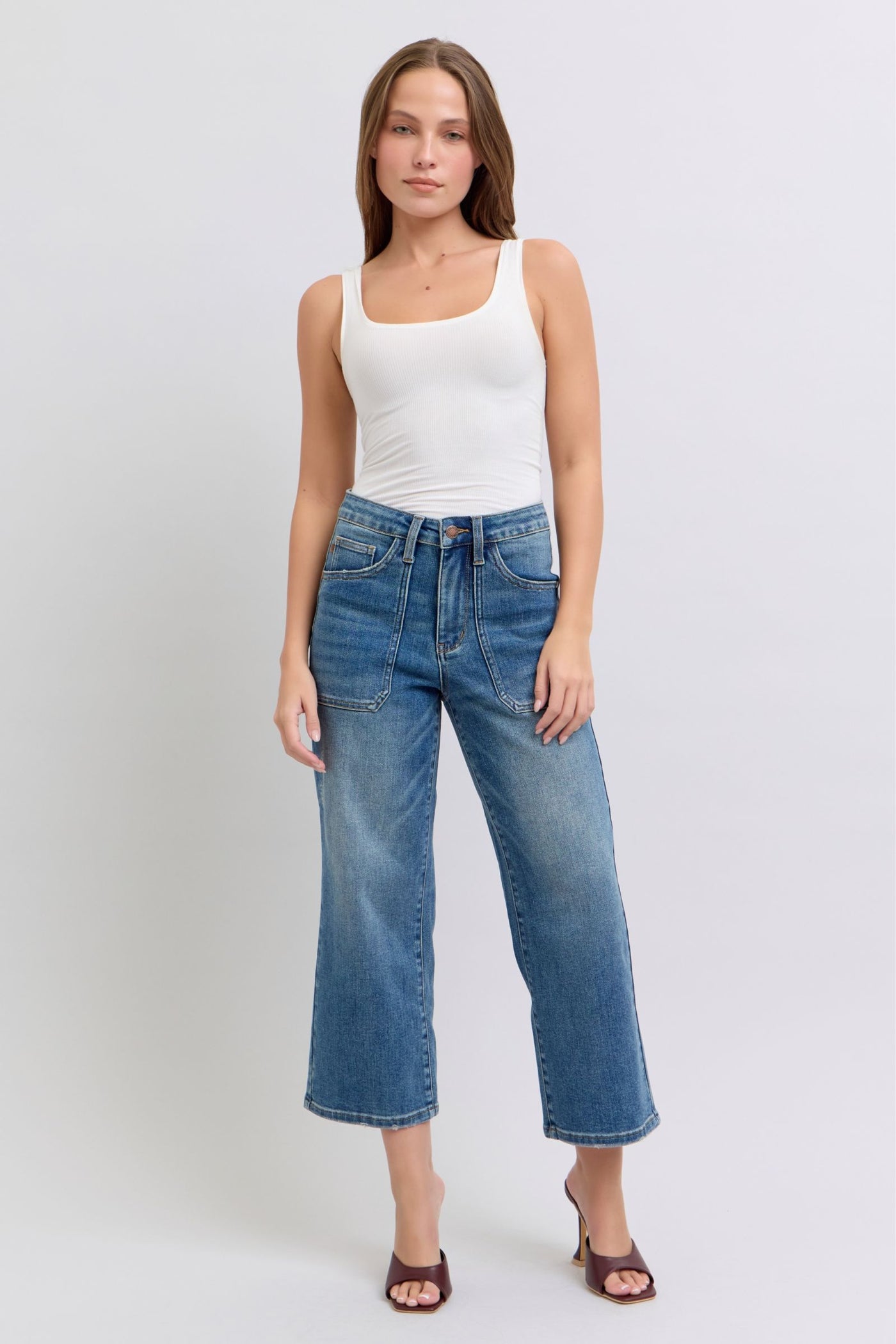 High Rise Utility Pocket Cropped Jean