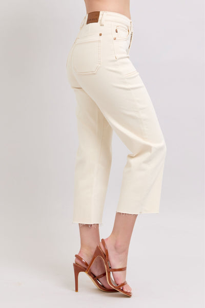 High Rise Garment Dyed Cropped Jean