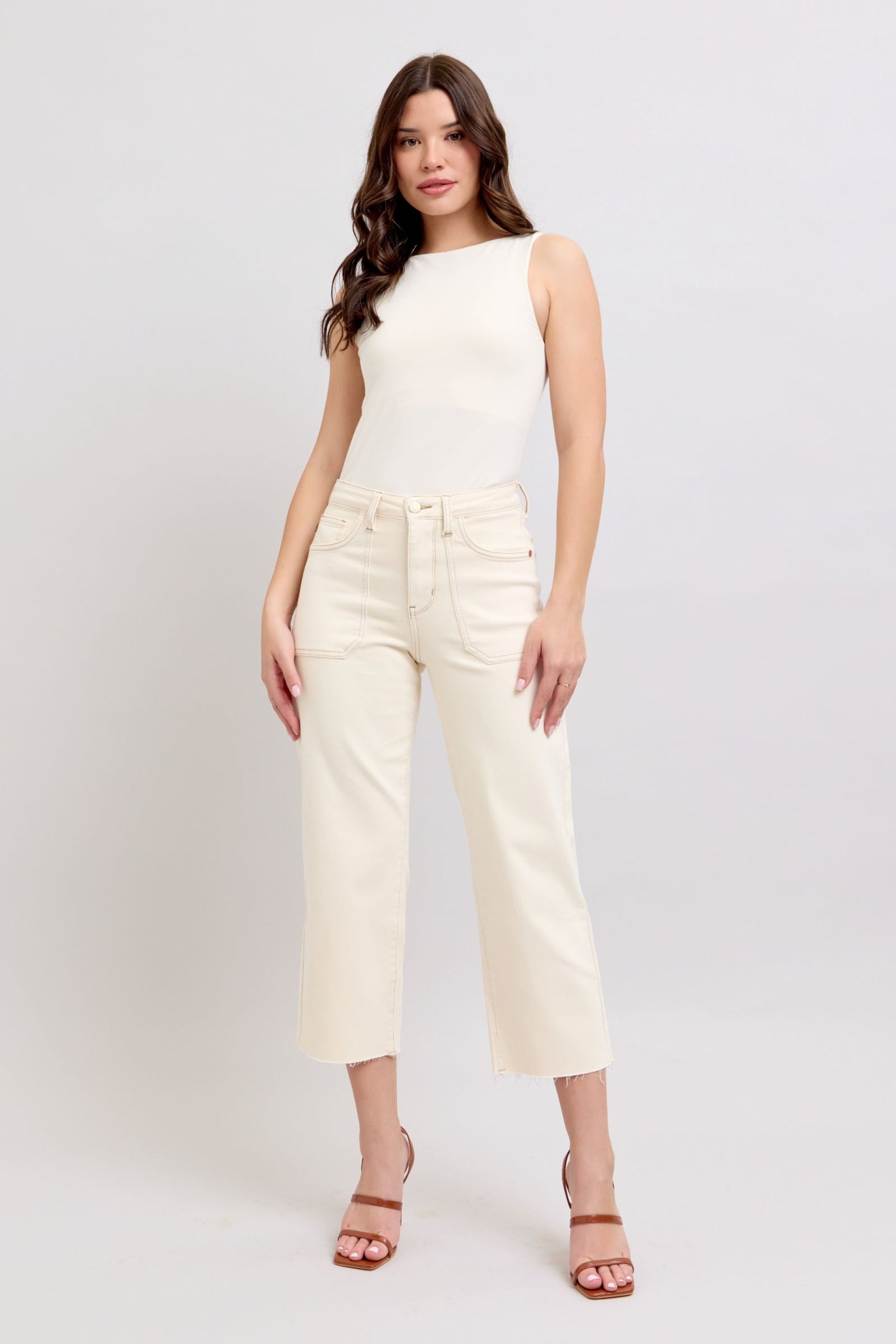 High Rise Garment Dyed Cropped Jean