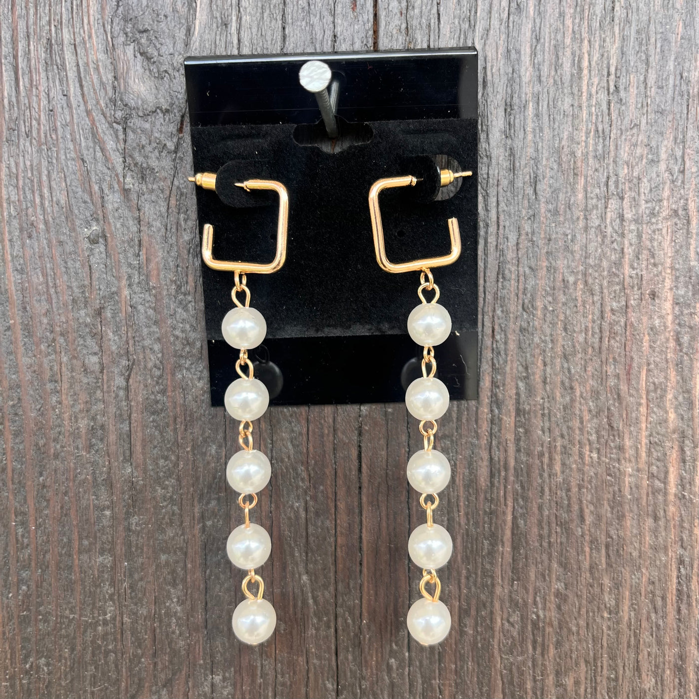 Square Pearl Dangle Earring