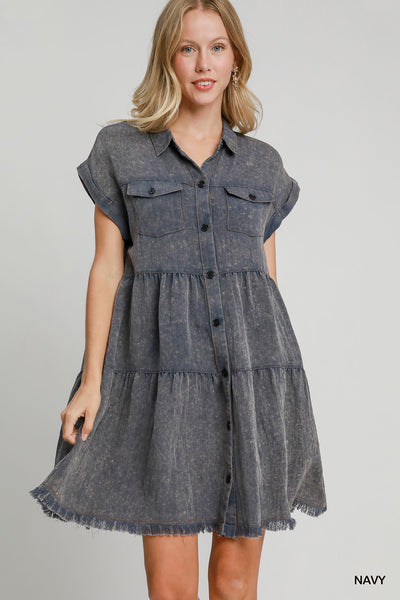 Snow Washed Button Up Dress