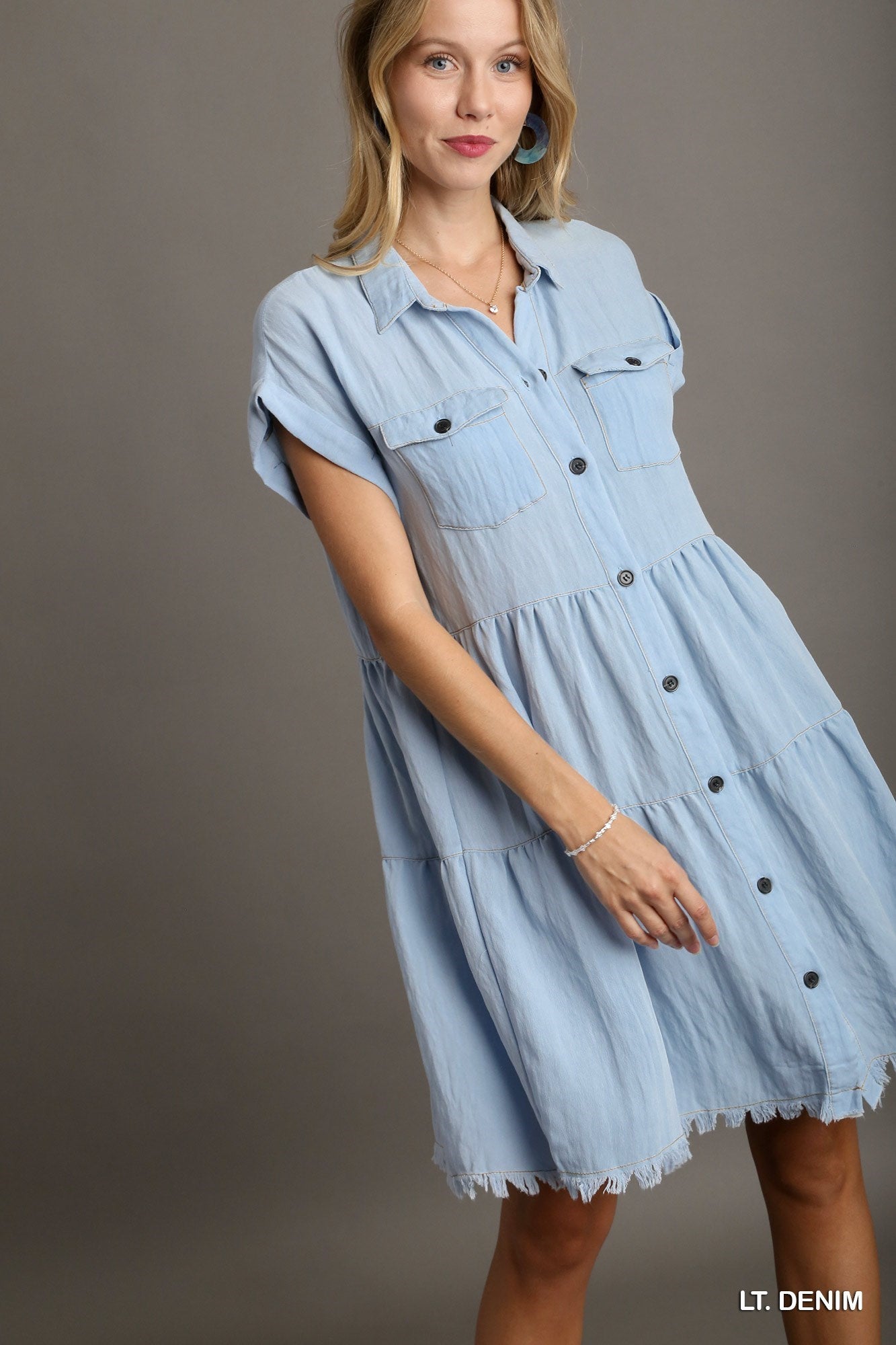 Snow Washed Button Up Dress