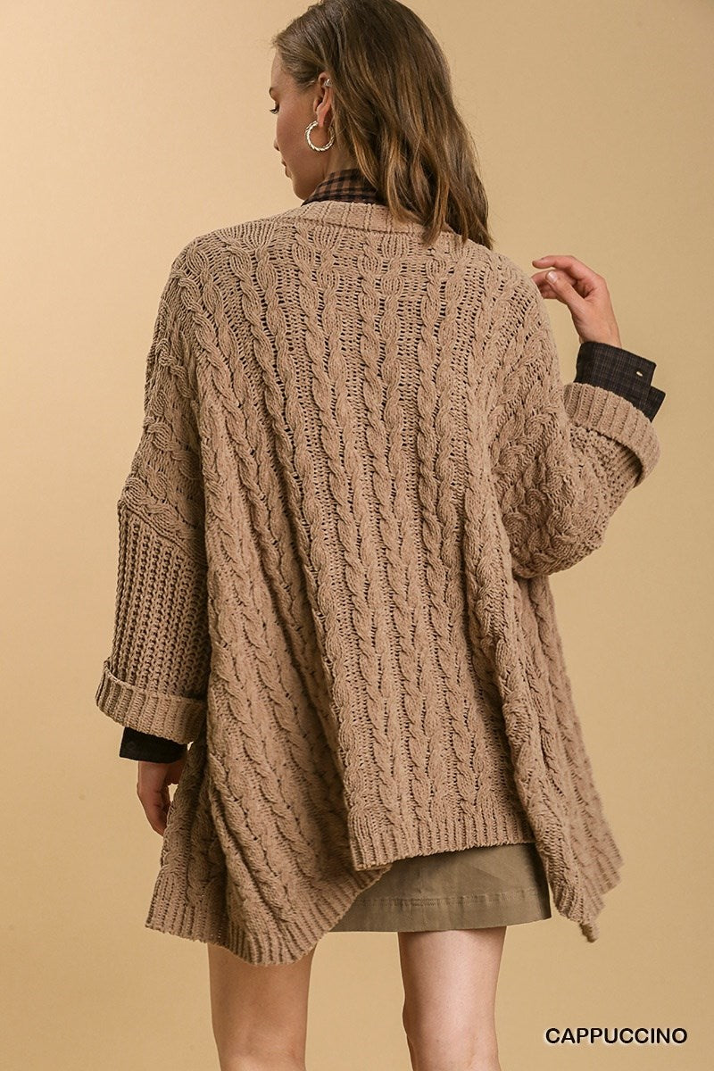 Reine Wolle Cardigan Cable online Knit Sweater Cream Cottagecore Floral 4