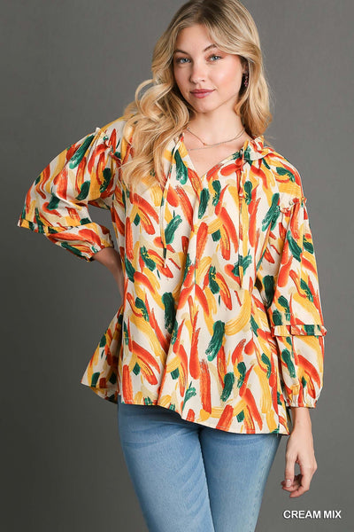 Printed Brush Stroke Blouse