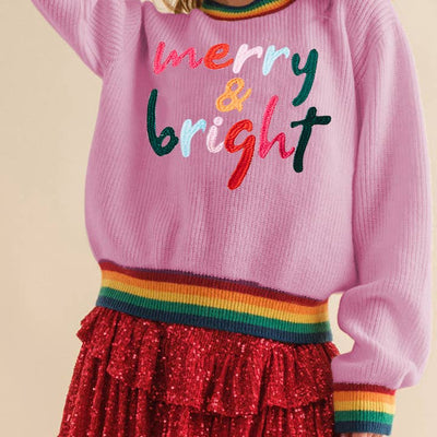 Merry & Bright Rainbow Trim Sweater