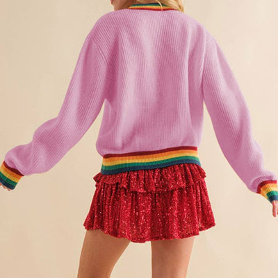 Merry & Bright Rainbow Trim Sweater