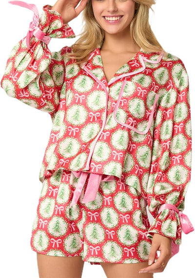 Velvet Bow Holiday Pajamas