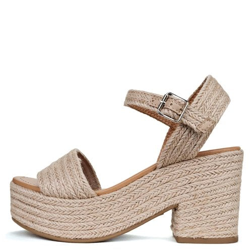 Woven Espadrille Block Heel