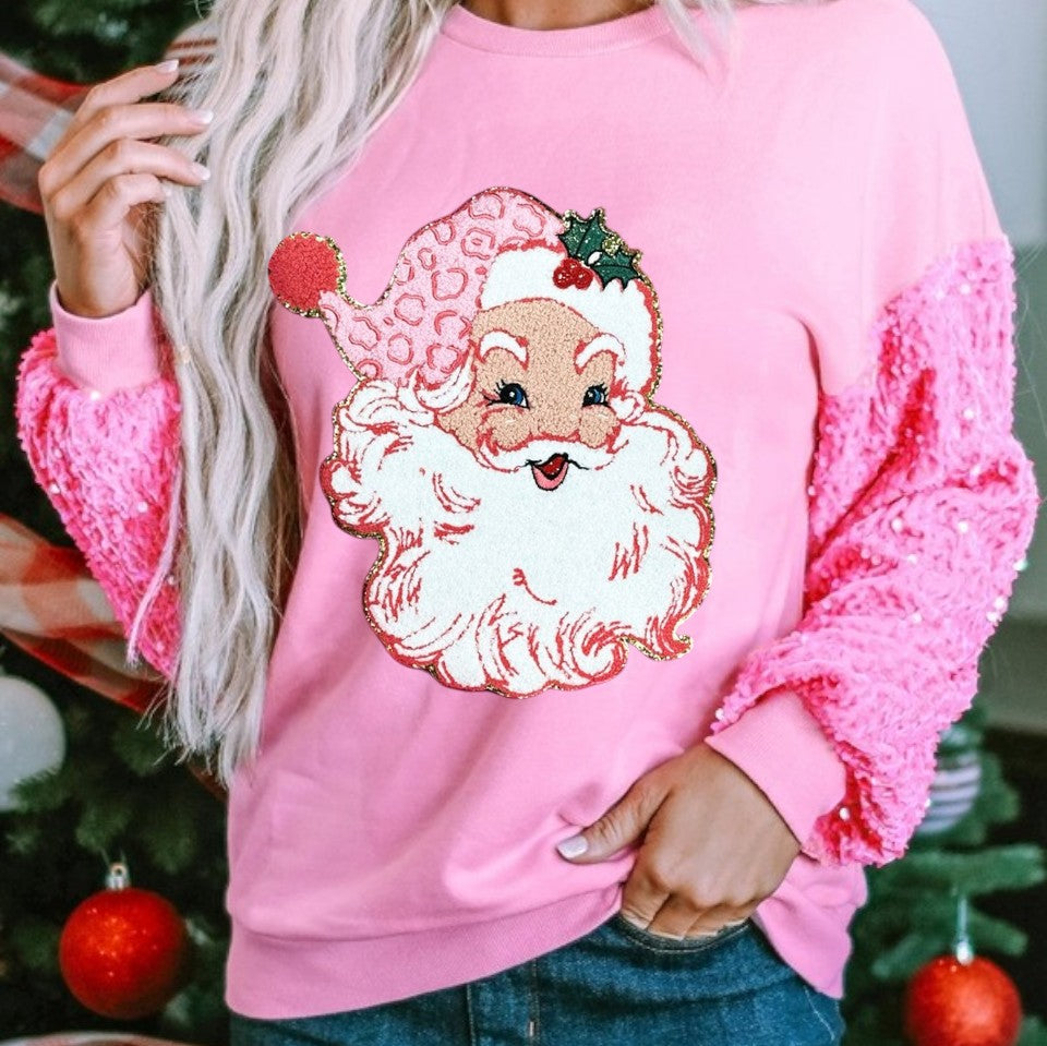 Sequin Chenille Santa Sweatshirt