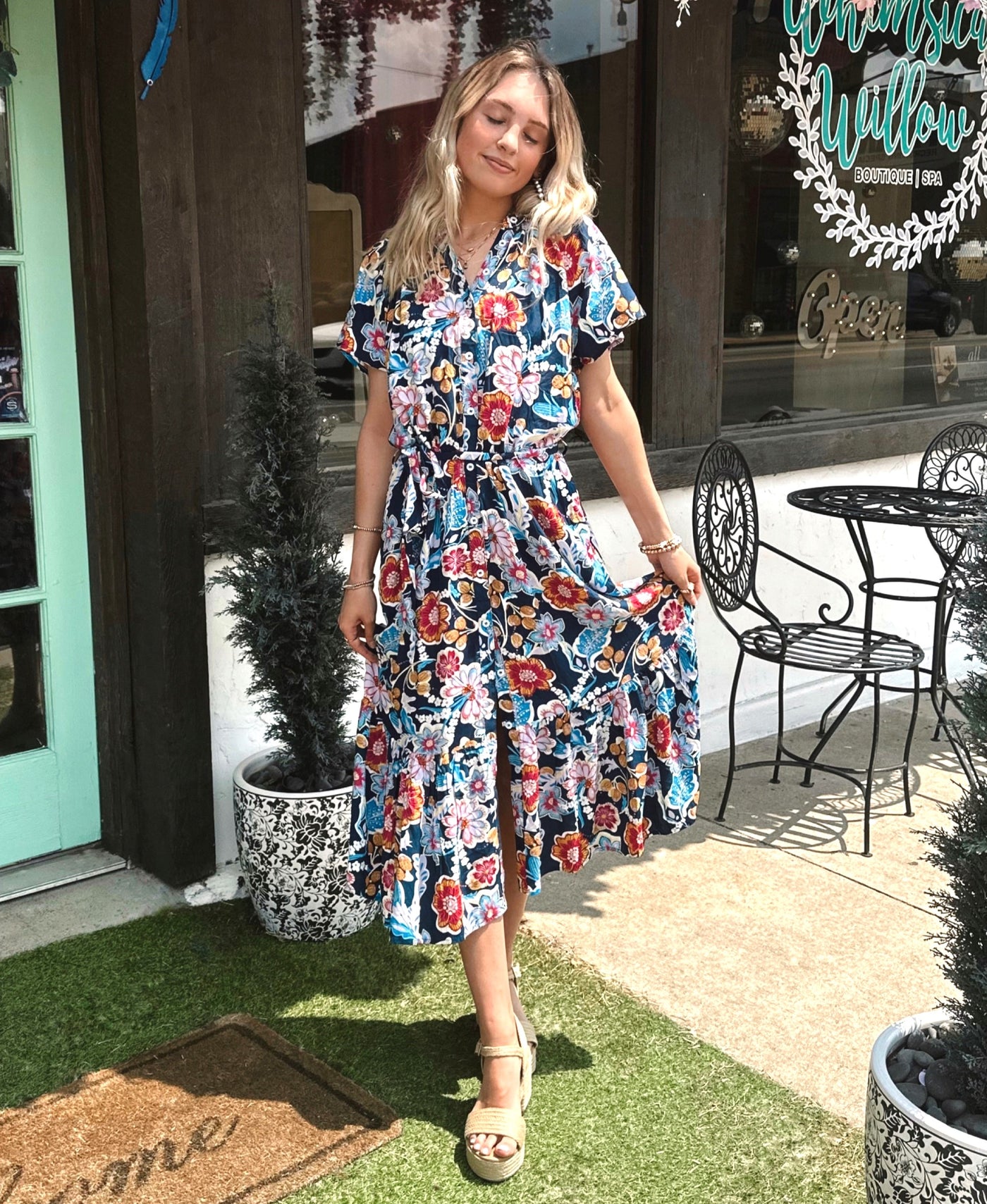 Floral Print Button Down Dress