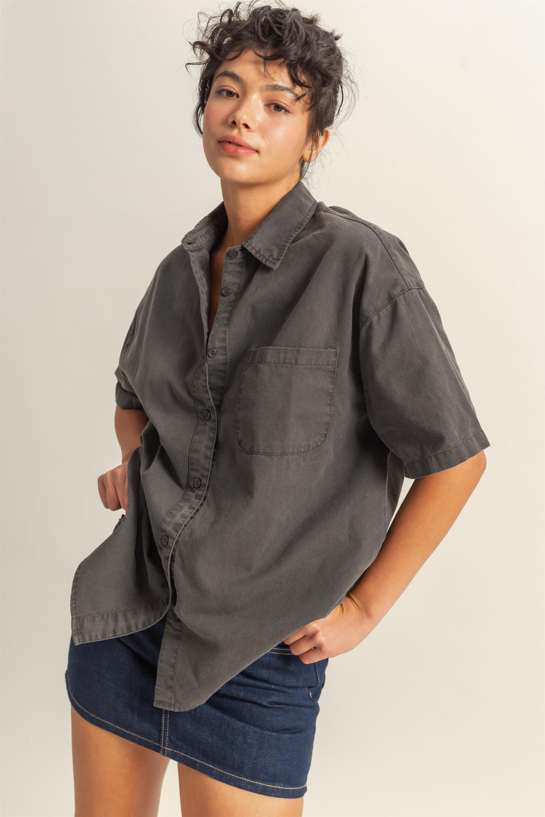 Oversized Button Down Top