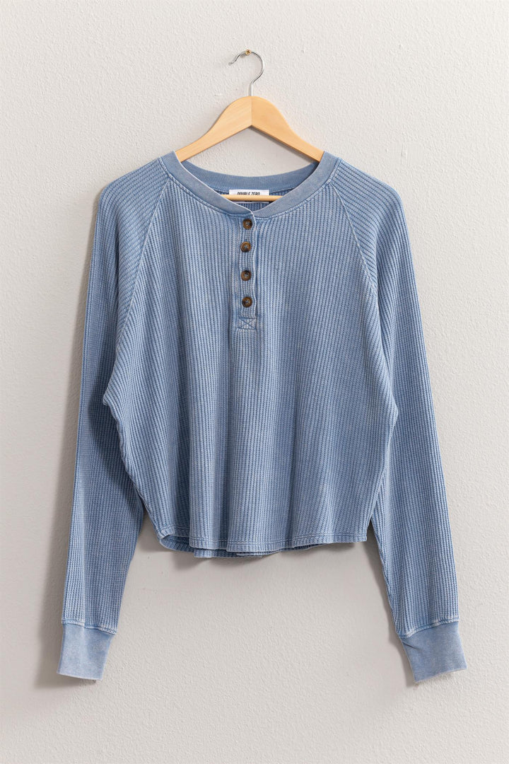 Henley Waffle Knit Top