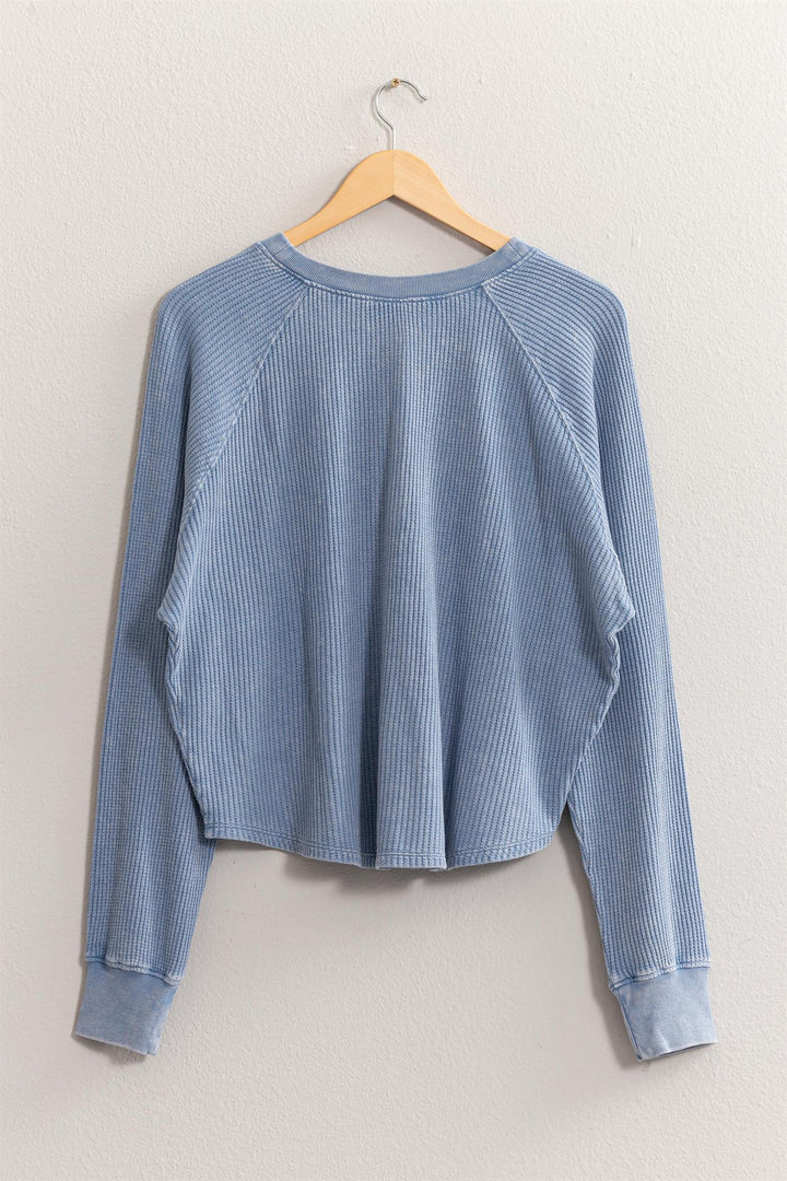 Henley Waffle Knit Top