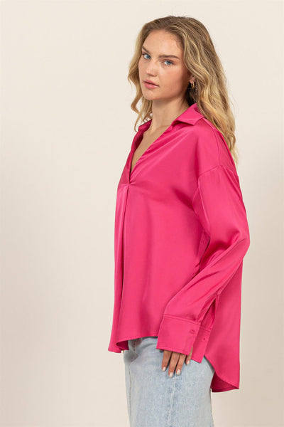 Collared Satin Blouse