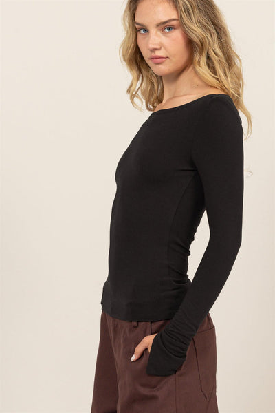 Boat Neck Long Sleeve Top