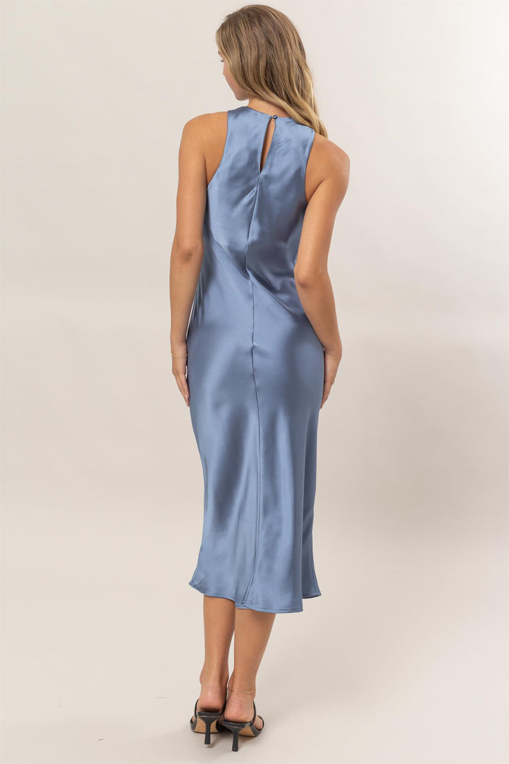 Satin Halter Midi Dress