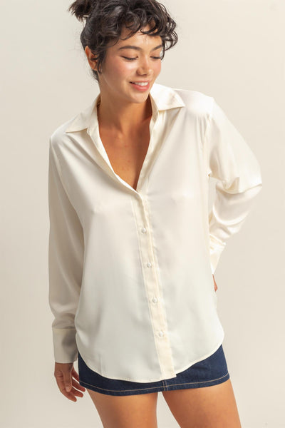 Button Up Satin Blouse