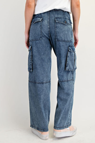 Washed Denim Cargo Pant