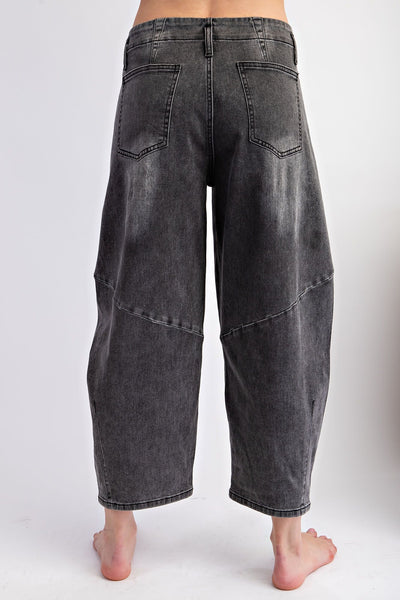 Washed Denim Barrel Jeans