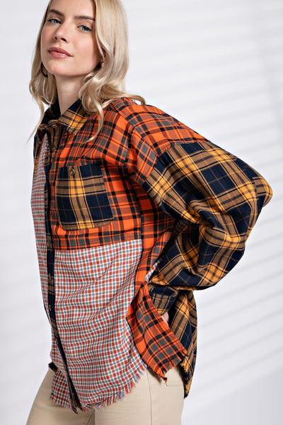 Mismatched Plaid Flannel Top