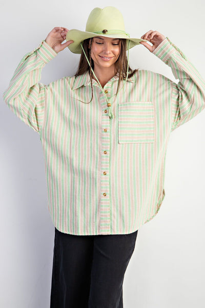 Striped Button Down Washed Shirt