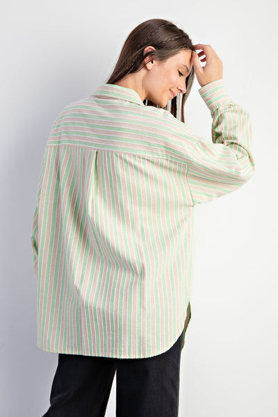 Striped Button Down Washed Shirt