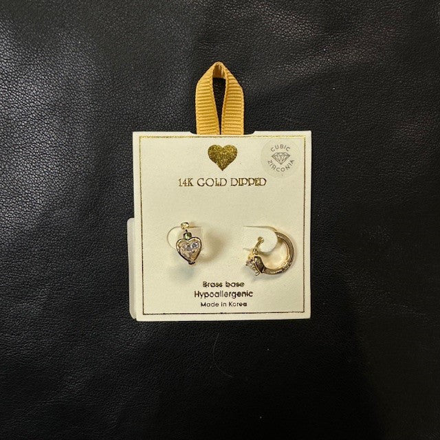 Rhinestone Heart Huggie Earring