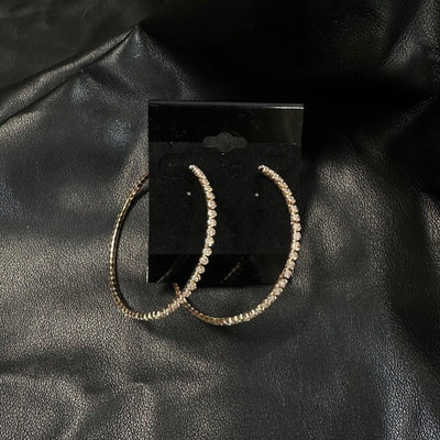 Large Rhinestone Hoop Earring