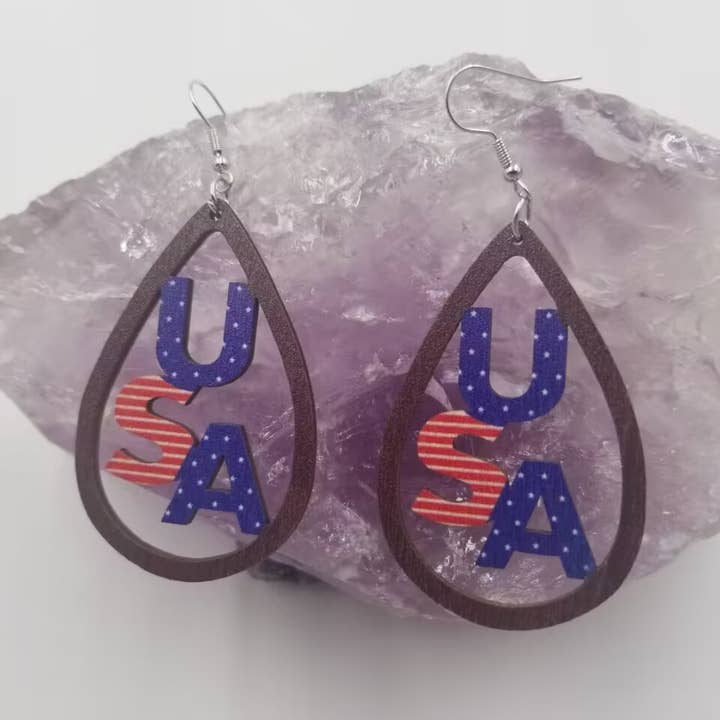 USA Teardrop Earring