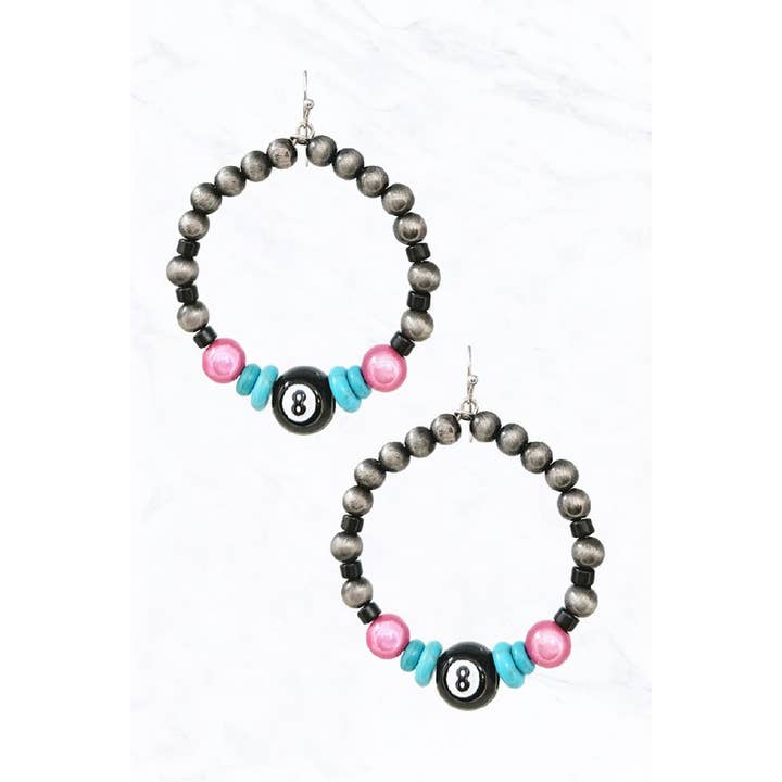 Beaded 8 Ball Earring