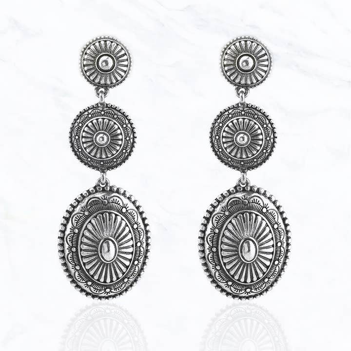 Oval Concho Post Dangle Earring