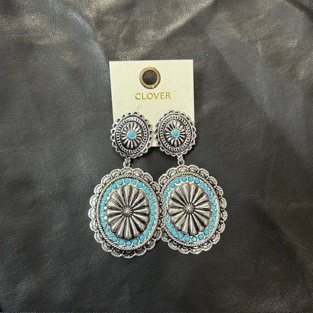 Turquoise Oversized Concho Earring