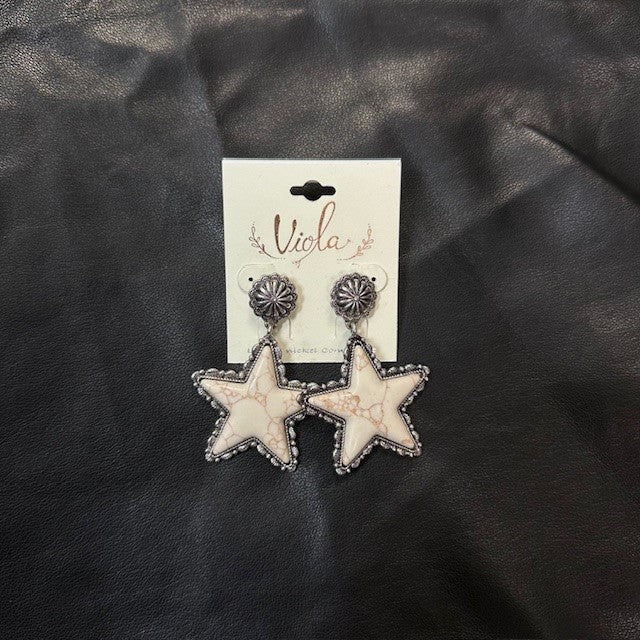 Stone Star Drop Earring