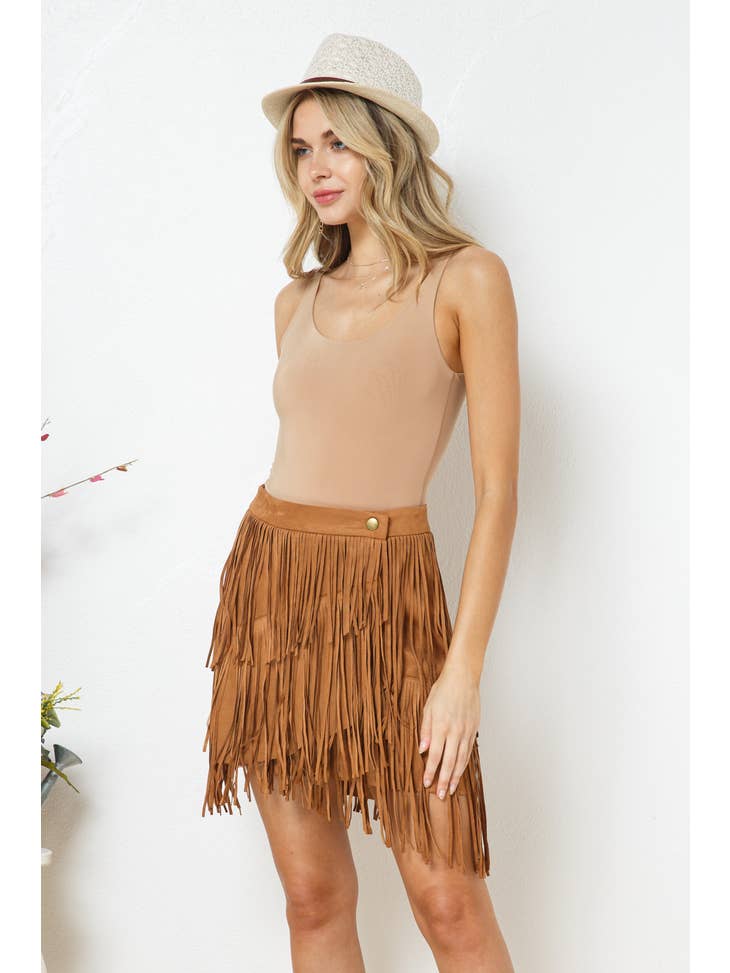 Faux Suede Fringe Skirt Whimsical Willow Boutique Spa