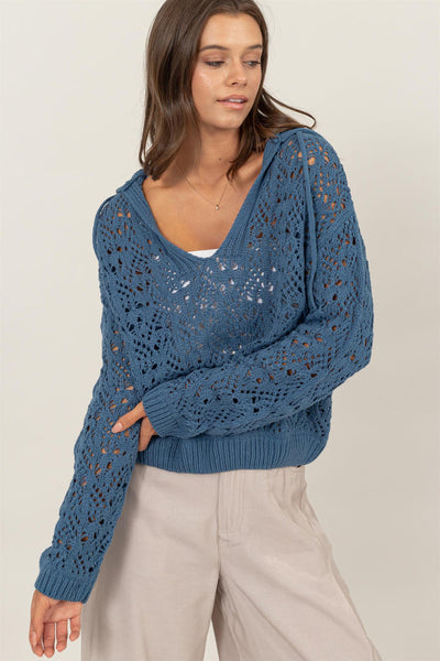 Open Crochet Hoodie