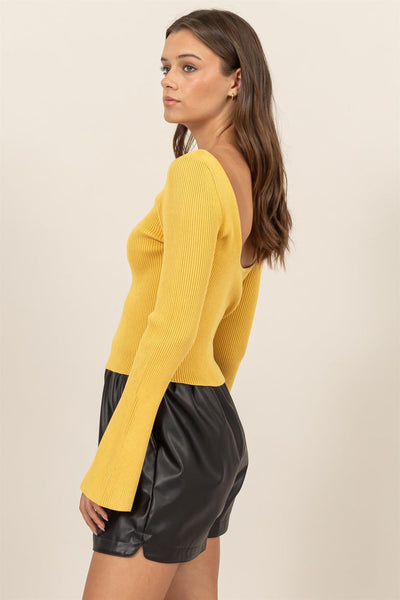 Open Back Ribbed Sweater