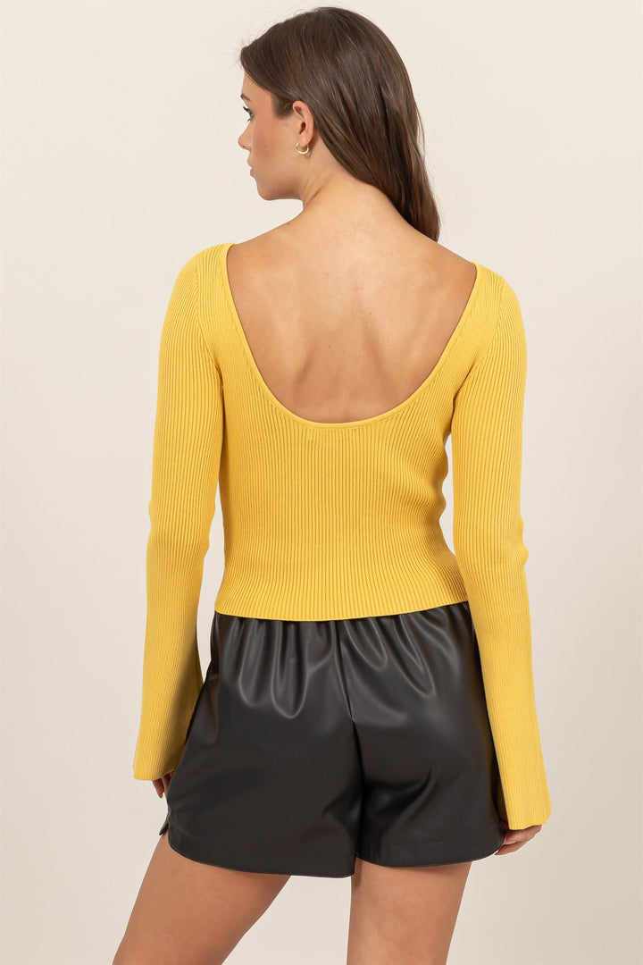 Open Back Ribbed Sweater