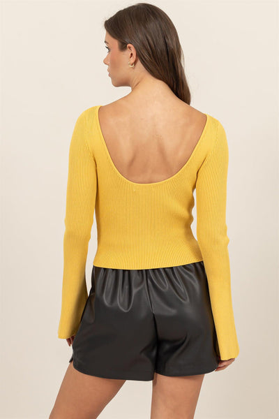 Open Back Ribbed Sweater