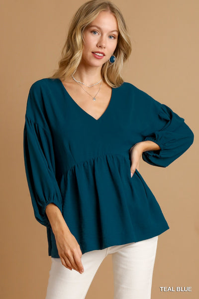 V Neck Babydoll Blouse