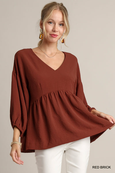 V Neck Babydoll Blouse