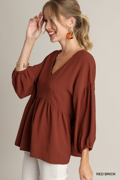 V Neck Babydoll Blouse