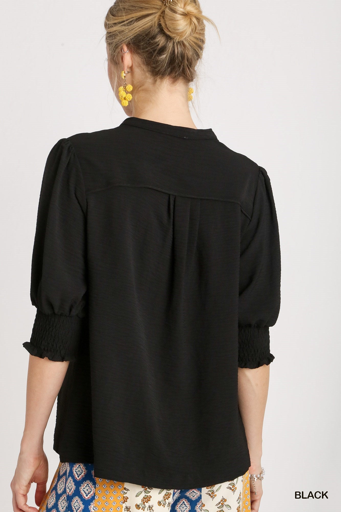 Solid Split Neck Blouse