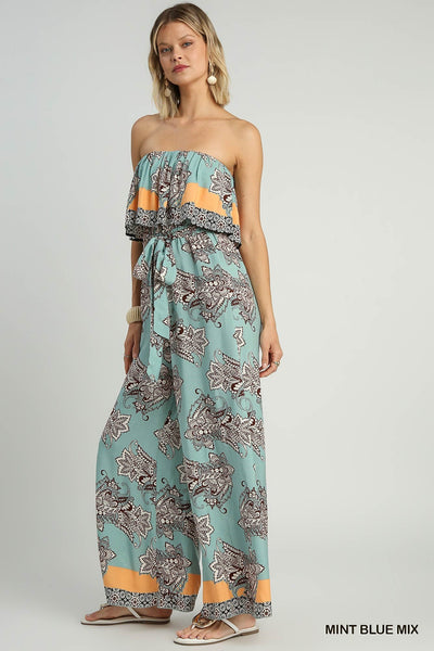 Paisley Strapless Jumpsuit