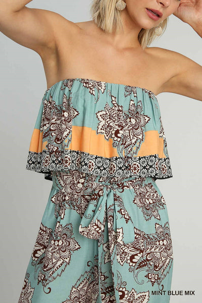 Paisley Strapless Jumpsuit