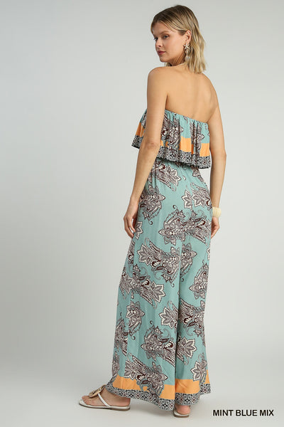 Paisley Strapless Jumpsuit