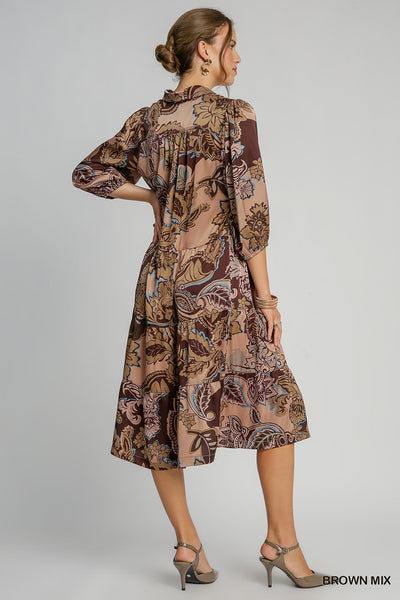 Paisley Print Midi Dress